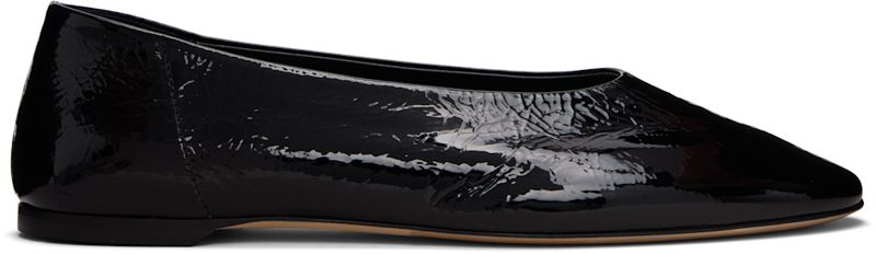 TOTEME Black Slip Naplack Ballerina Flats 261771F118001