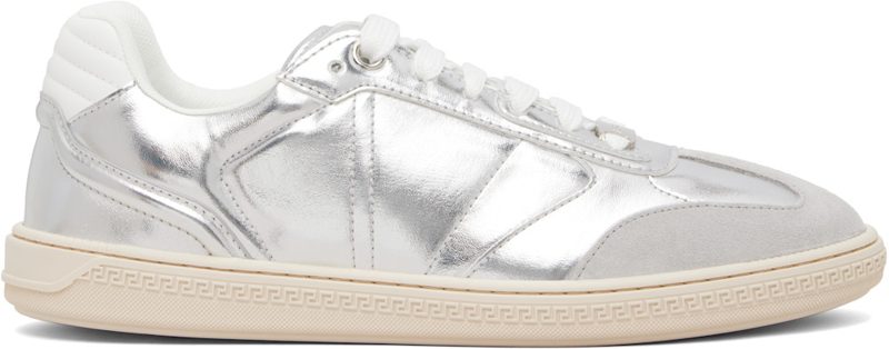 Silver Greca Court Metallic Sneakers 261404F128000
