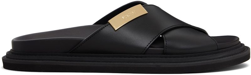 Moschino Black Logo Plaque Sandals 261720M234004