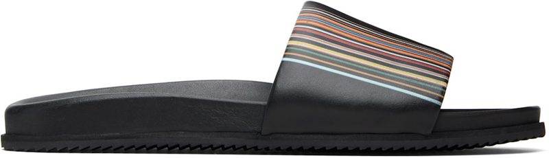 Paul Smith Black Signature Stripe Leather Bellagio Slides 261260M234001