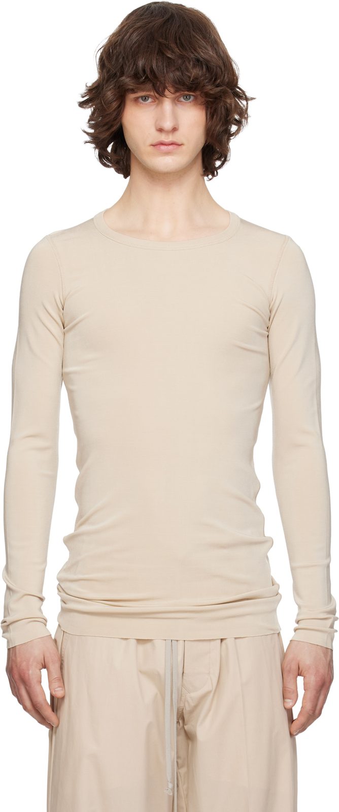 Beige Temple Rib LS T-shirt 261232M213032