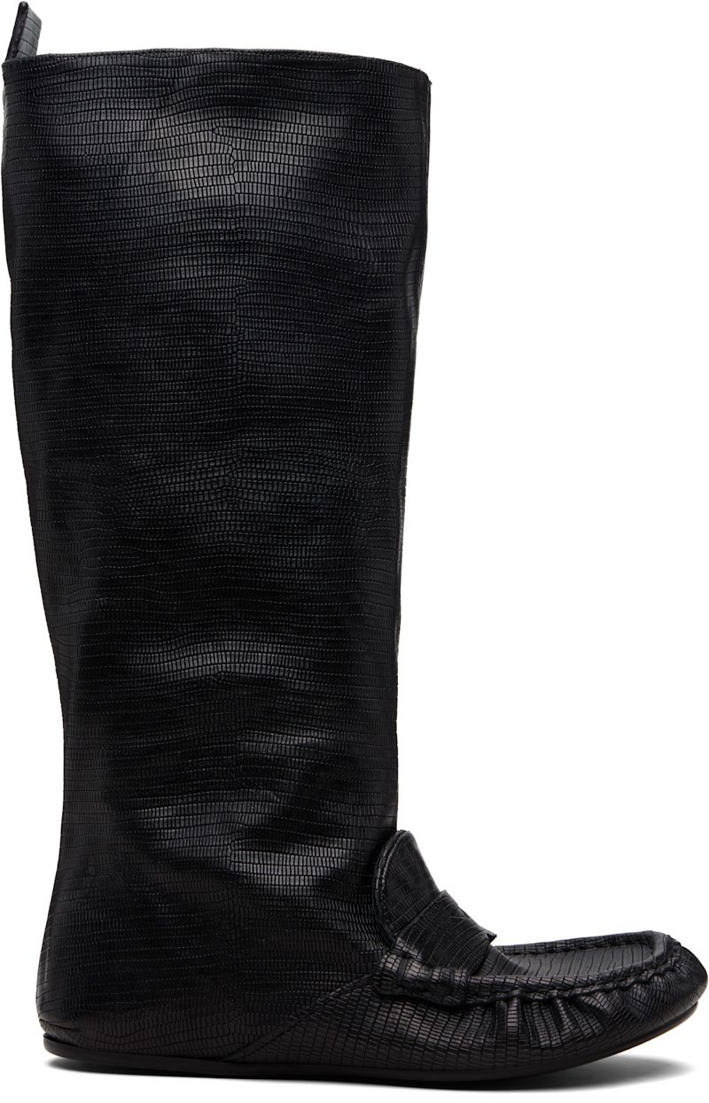 Black Slouch Saddle Tall Boots 261129F115001