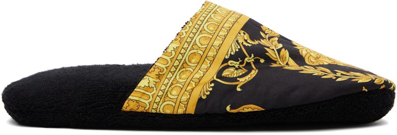 Black I Heart Baroque Slippers 261404M231005