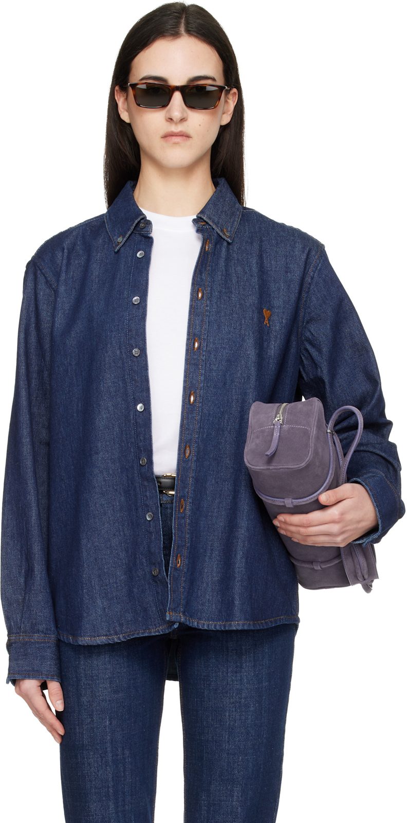 Blue Denim Cotton Ami de Coeur Shirt 261482F109002
