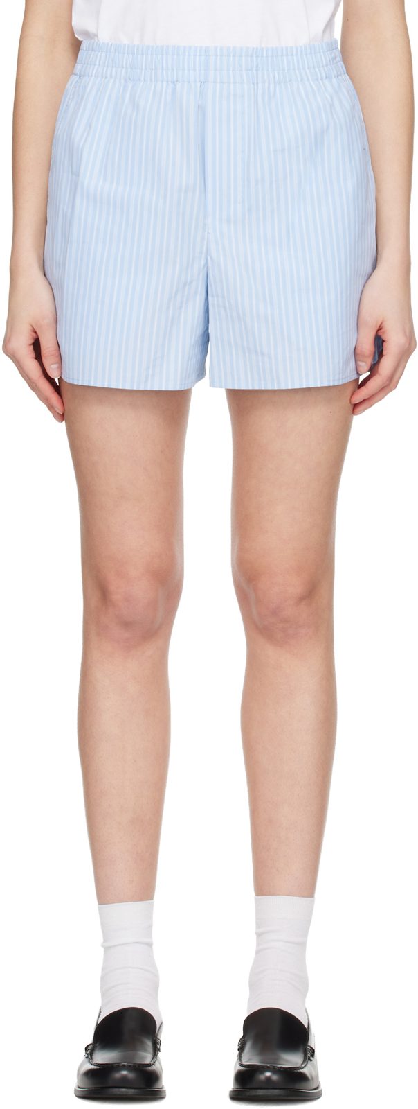 Blue Cotton Elasticated Shorts 261482F088000