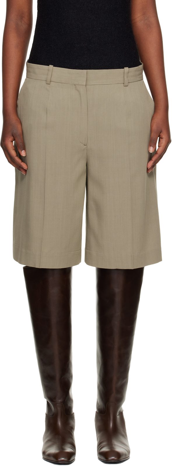 TOTEME Beige Wide Fluid Shorts 261771F088004