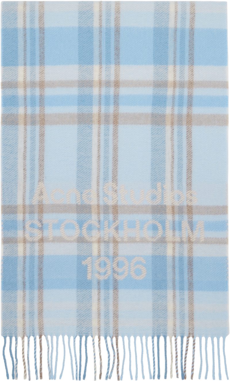 Blue Logo Fringe Scarf 261129F028051