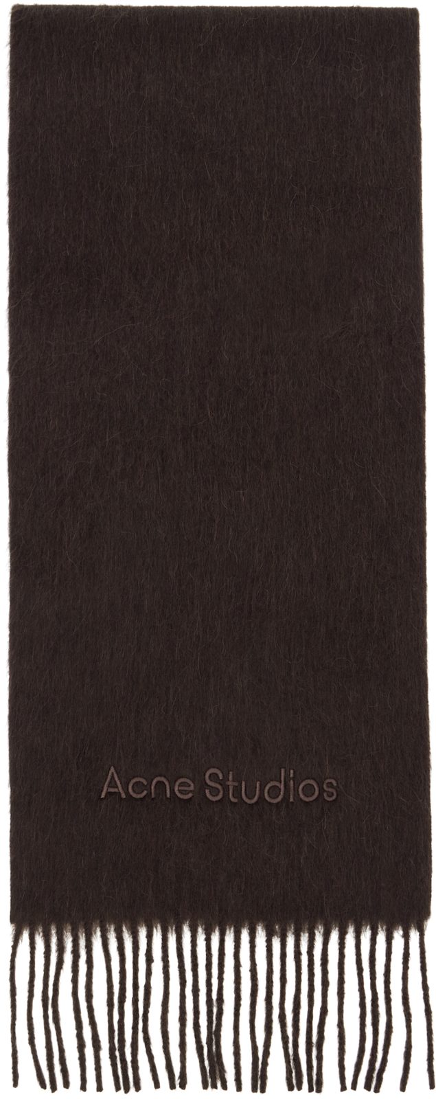 Brown Wool Logo Scarf 261129F028048