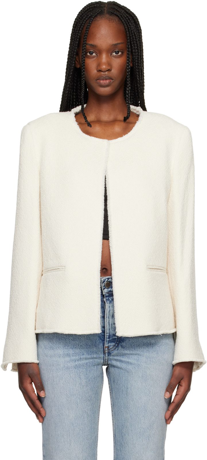 TOTEME [오프화이트] Open-Front Boucle Blazer 261771F057002