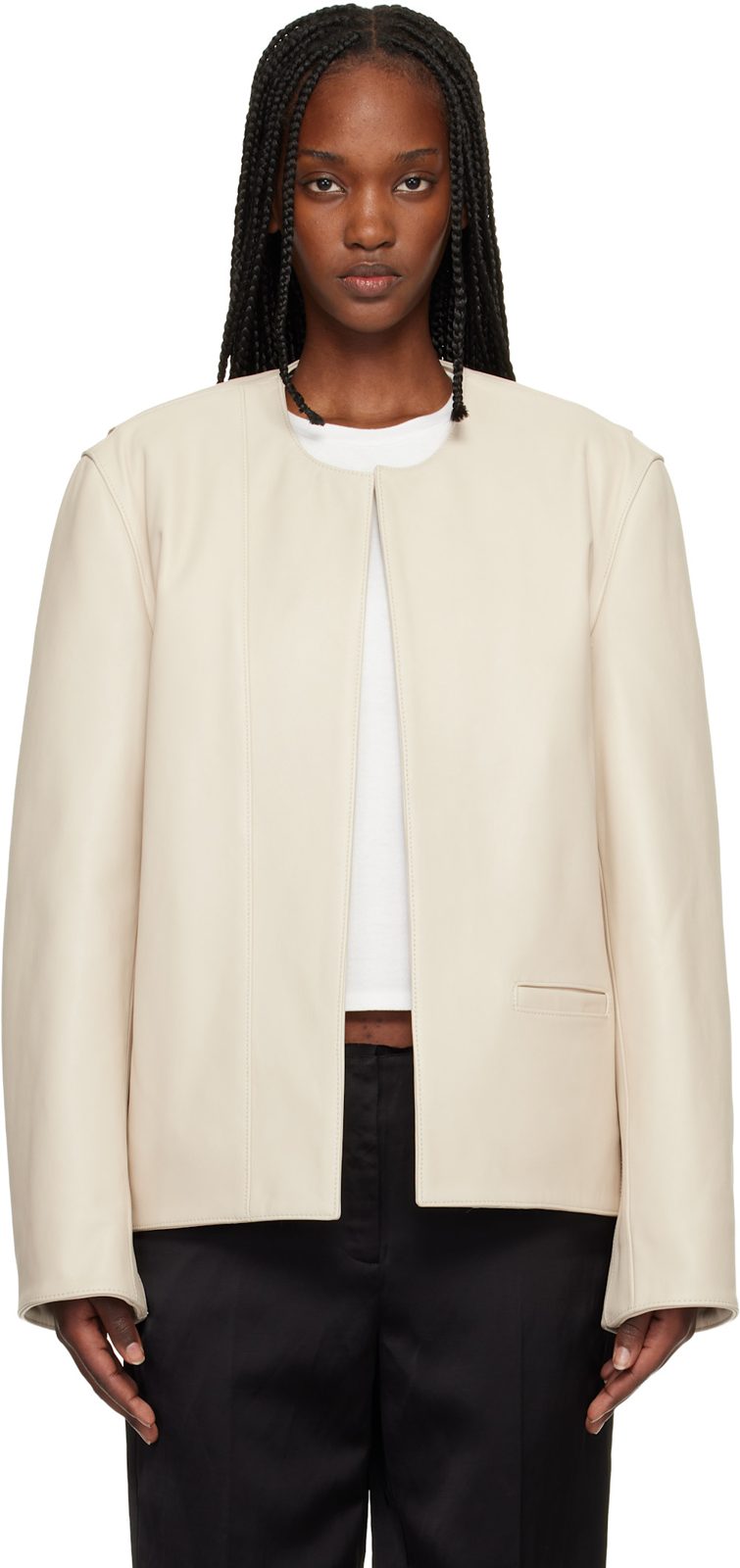 TOTEME [오프화이트] Minimal Leather Biker Jacket 261771F064006