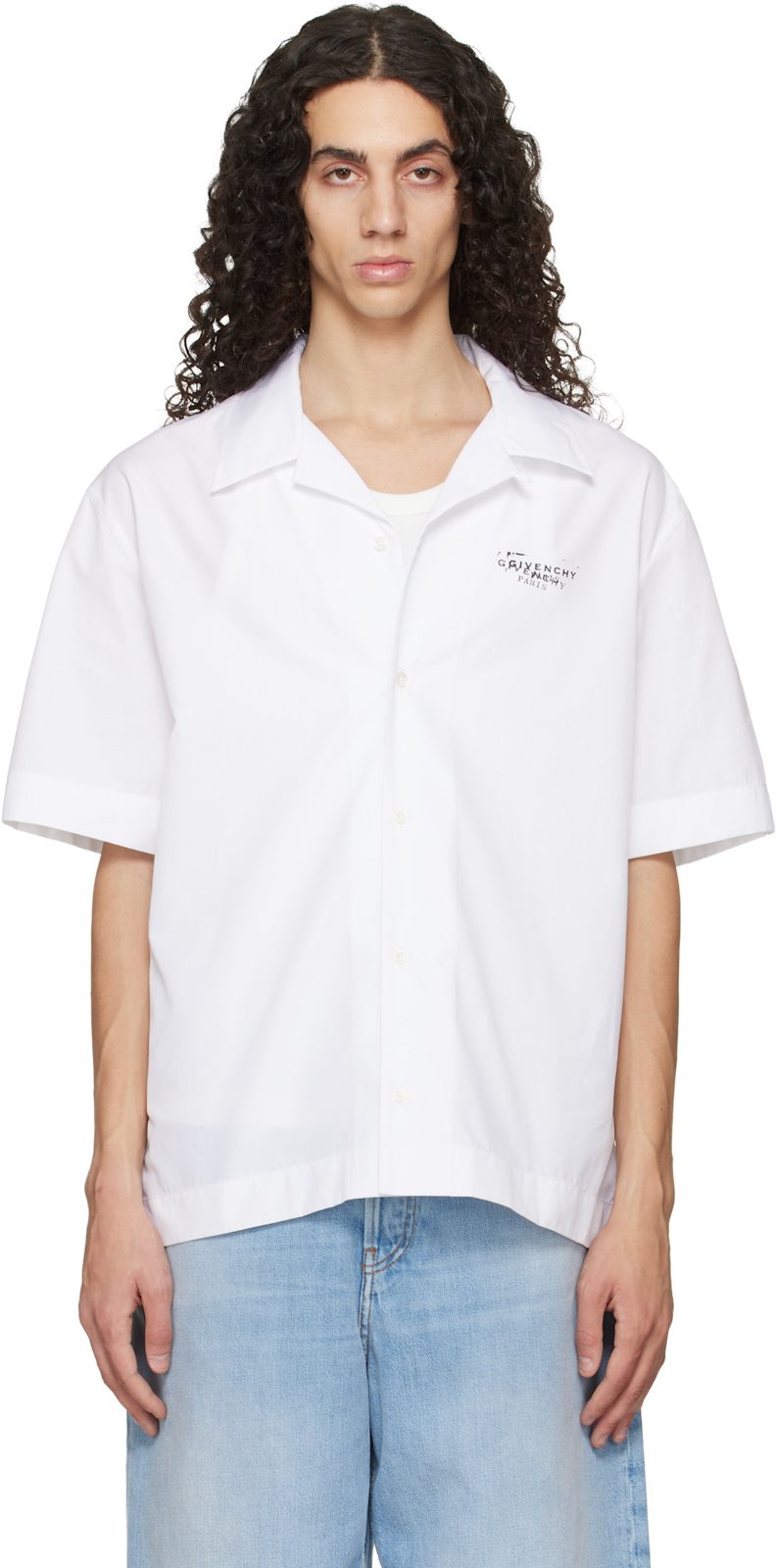 White Poplin [지방시] Stamp Print Shirt 261278M192002