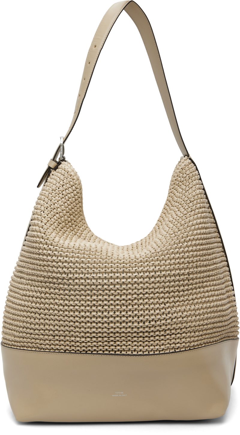 TOTEME Taupe Belted Woven-Leather Tote 261771F049009
