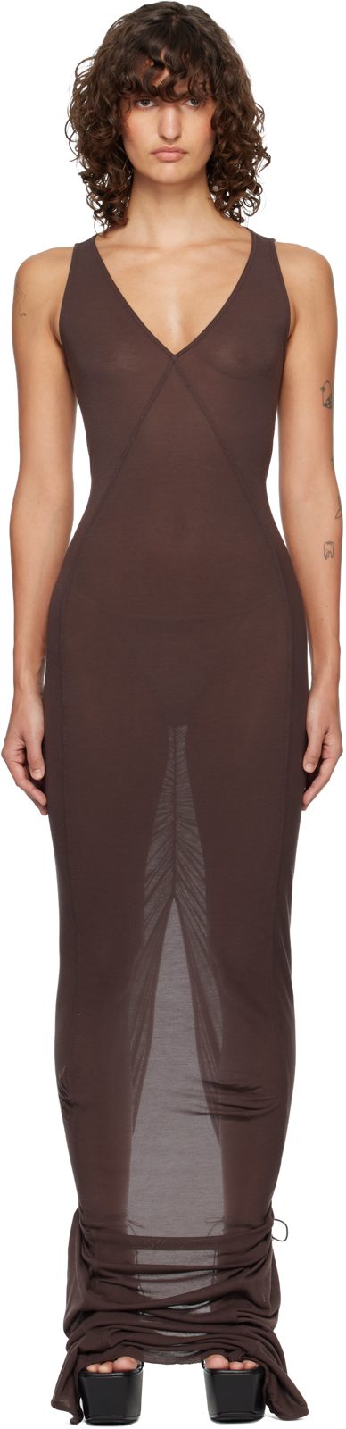 Brown Temple V Tank Maxi Dress 261232F055037