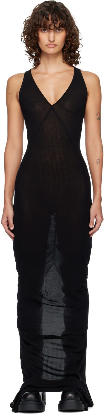 Black Temple V Tank Maxi Dress 261232F055034