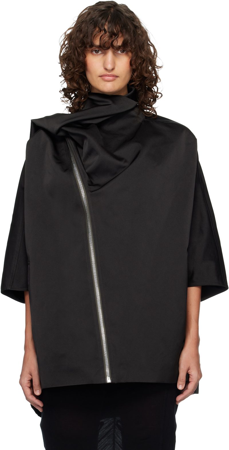 Black Temple Sail Biker Jacket 261232F063005