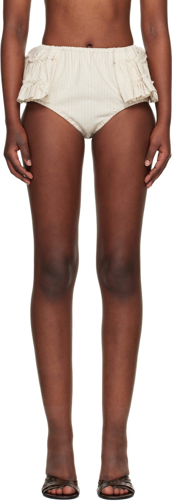 Beige Ruffled Briefs 261358F074002