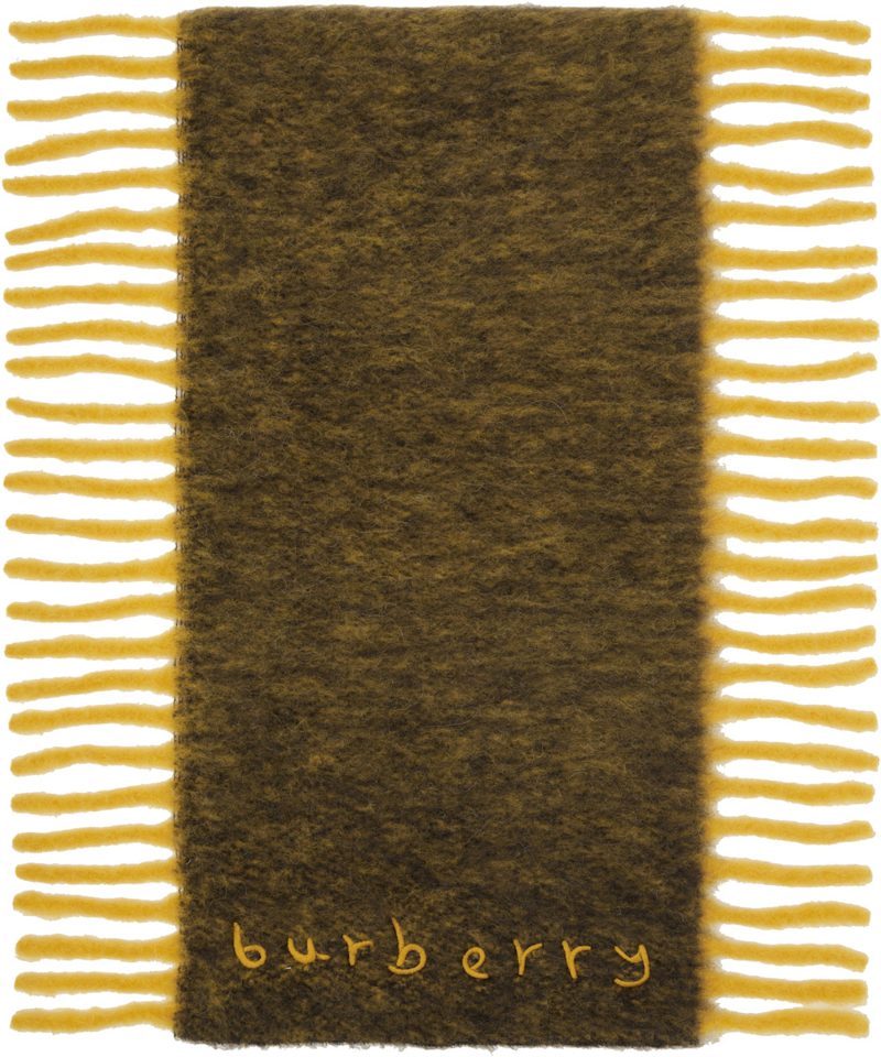 Yellow & Khaki Alpaca Wool Blend Happy Scarf 261376F028020