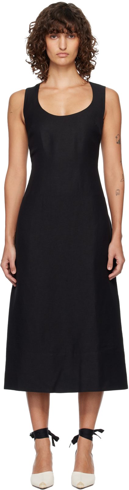 Black The Tablier Midi Dress 261553F054001