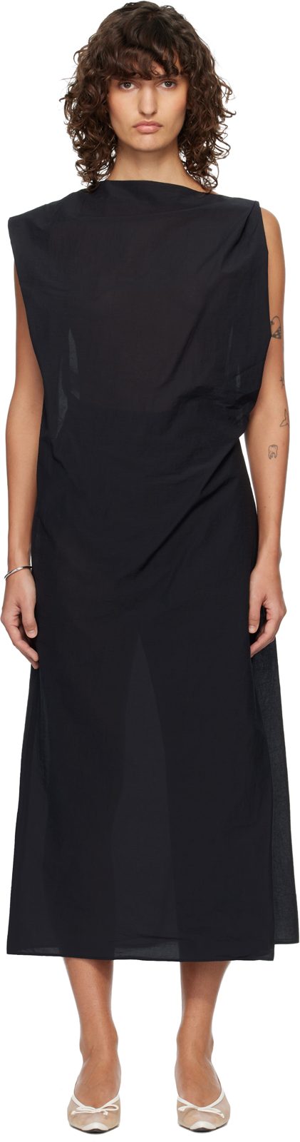 Black The Drap Midi Dress 261553F054002
