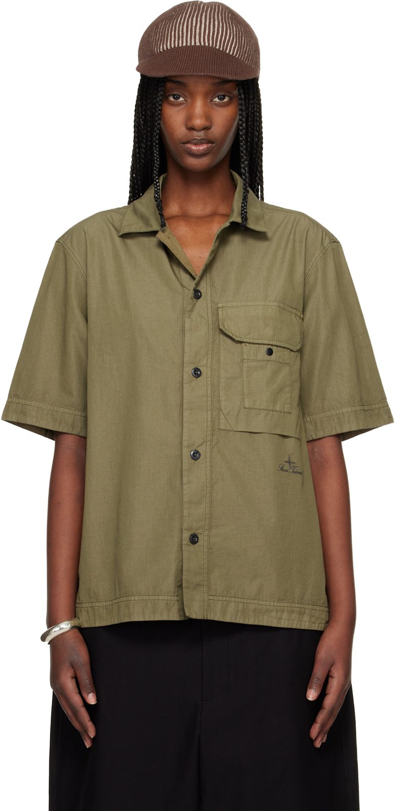 Khaki 1100026 Cotton Nylon Micro Ripstop Shirt 261828F109001