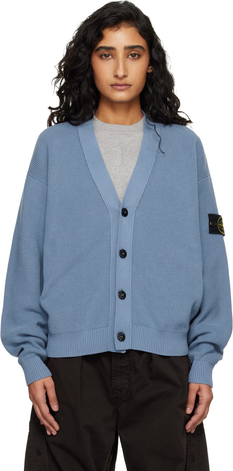 Blue 5100009 Ribbed Soft Organic Cotton Cardigan 261828F095001