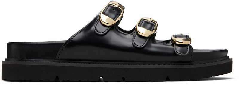 Black The Leather Kiki Slide Sandals 261190F124002