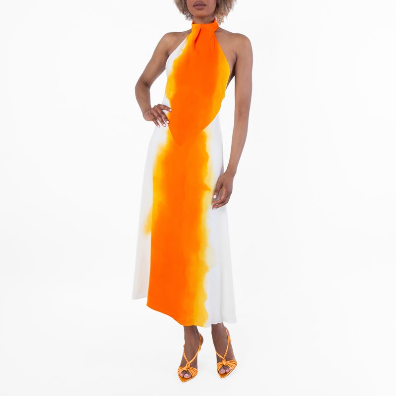 Sunset Print Halterneck Dress