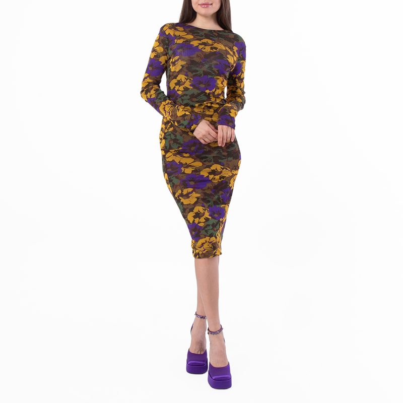 Womens Floral-Print Backless Maxi Dress