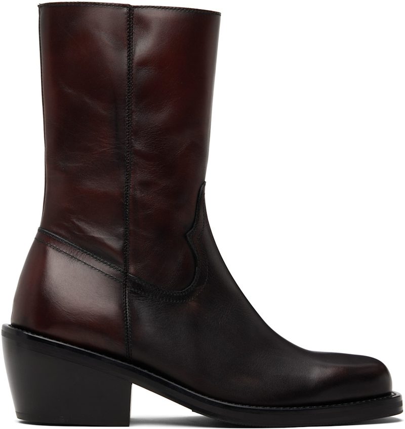 Brown High Leather Boots 261358M228002
