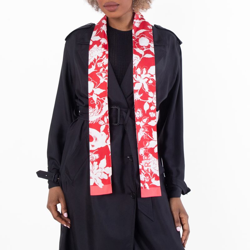 Dragon Print Narrow Strap Silk Headband