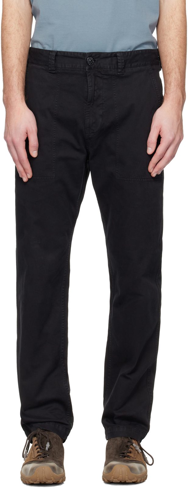 Black 3100003 Organic Cotton Stretch Broken Twill Trousers 261828M191011