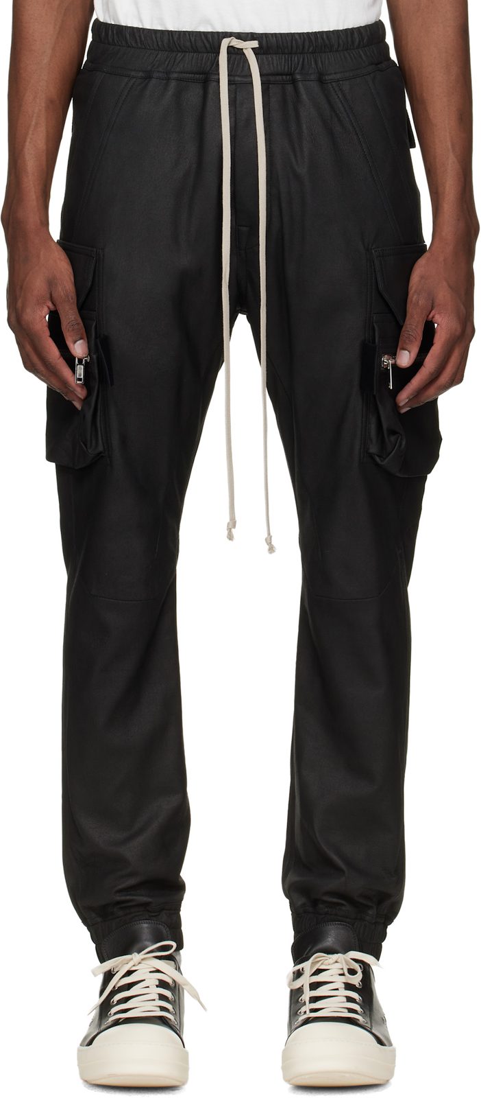 Black Temple Mastodon Leather Cargo Pants 261232M189012