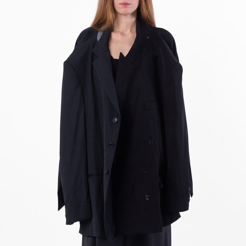 Distressed Double Sleeve Tailored Jacket