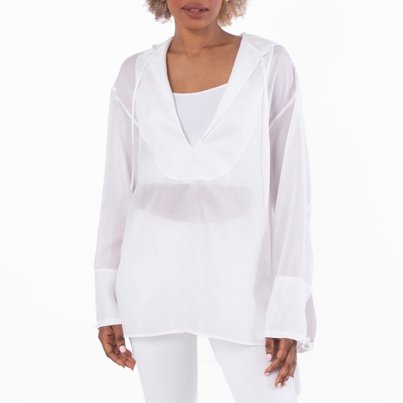 White Hooded Tunic Oversized Top