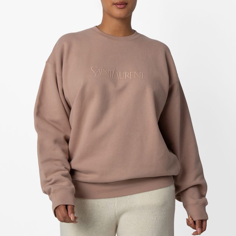 Womens Crewneck Logo Embroidered Sweatshirt