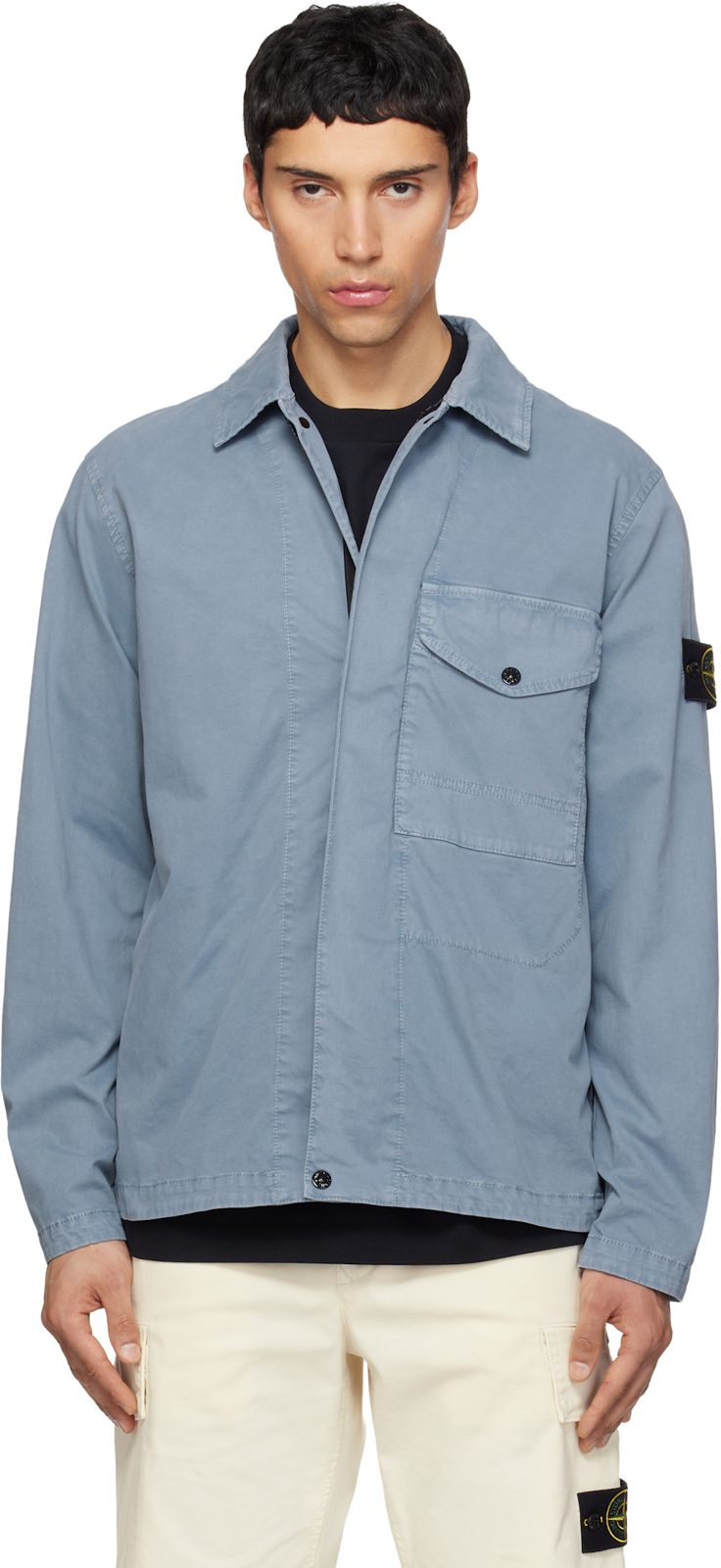 Blue 1200001 Organic Cotton Stretch Old Effect Jacket 261828M180013