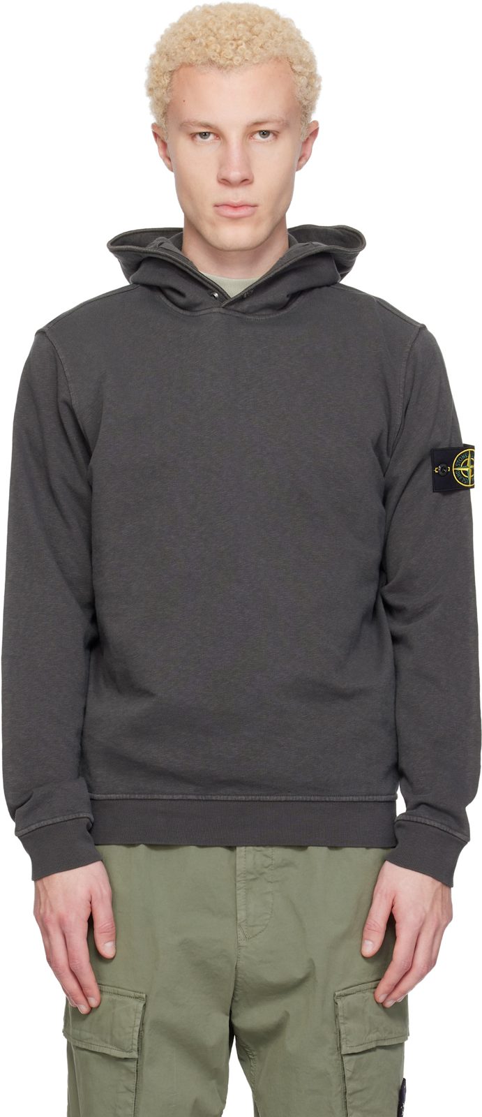 Gray 6100031 Malfile Fleece Old Effect Hoodie 261828M202004