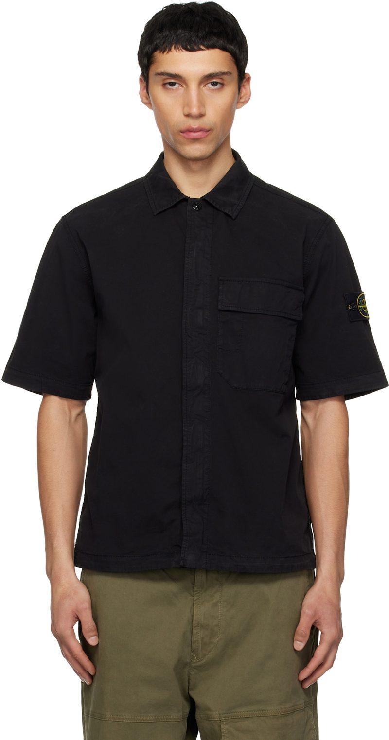 Black 1100025 Stretch Organic Cotton Twill Shirt 261828M192010