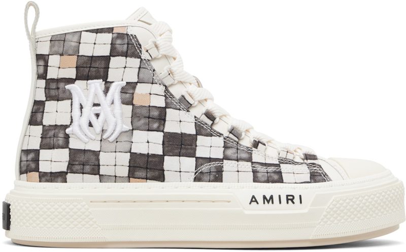Gray & White Checkered Court Hi Sneakers 261886M236014