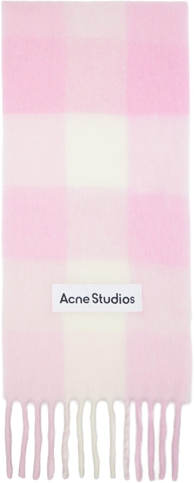 Pink Mohair Checked Scarf 261129M150040