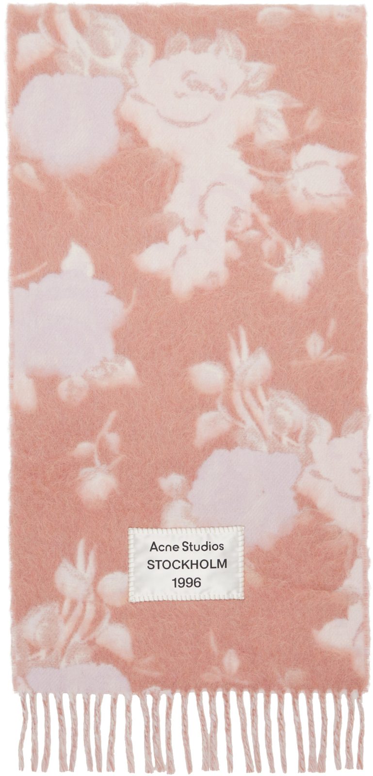 Pink Fringed Wool Scarf 261129M150026