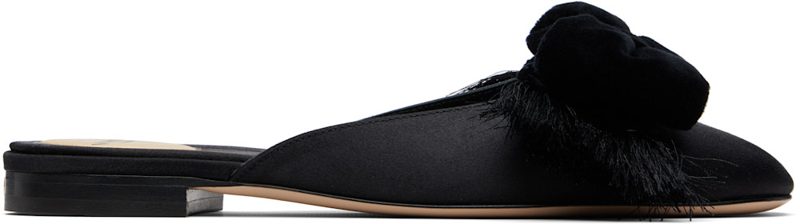 Garavani Black Reinette Satin Mules 261807F121001