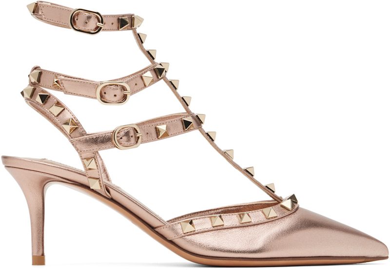 Garavani Pink Rockstud Caged Heels 261807F122010