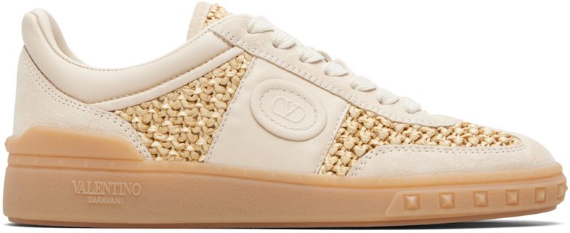 Garavani [오프화이트] & Beige Upvillage Woven Faux-Raffia Sneakers 261807F128008