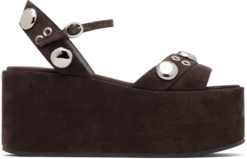 Garavani Brown Nellcoete Wedge Sandals 261807F124012