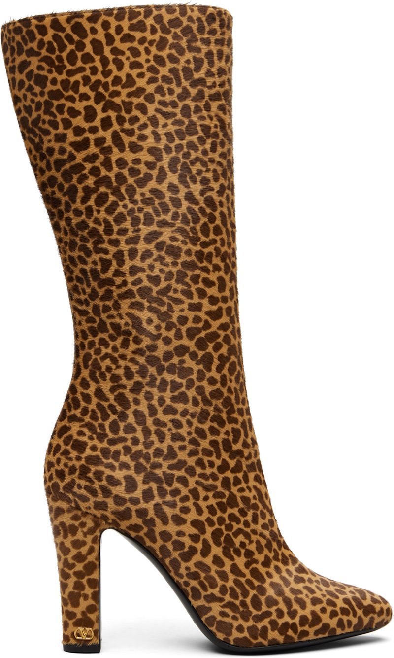 Garavani Brown Pony-Effect Calfskin Hotty Boots 261807F114002