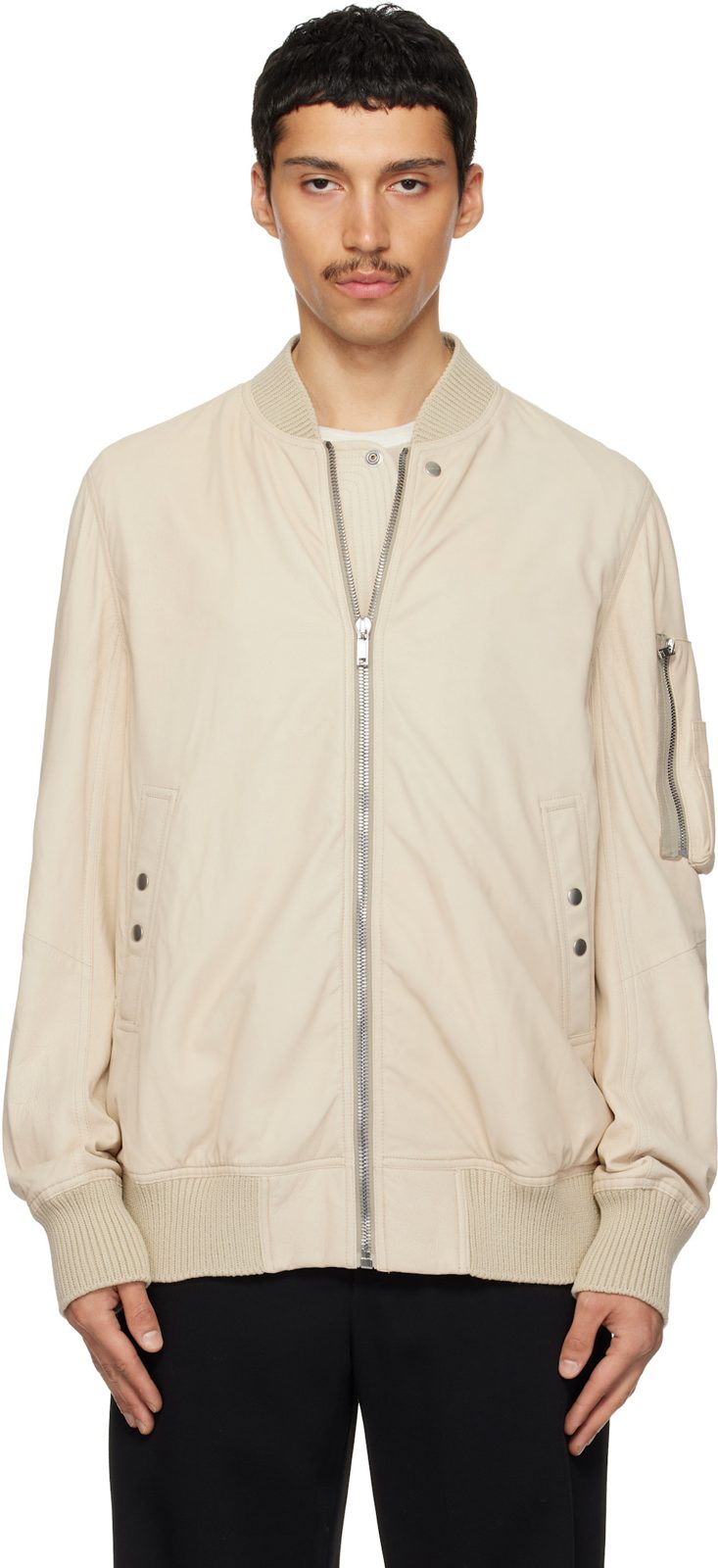 Beige Temple Classic Flight Jacket 261232M181014
