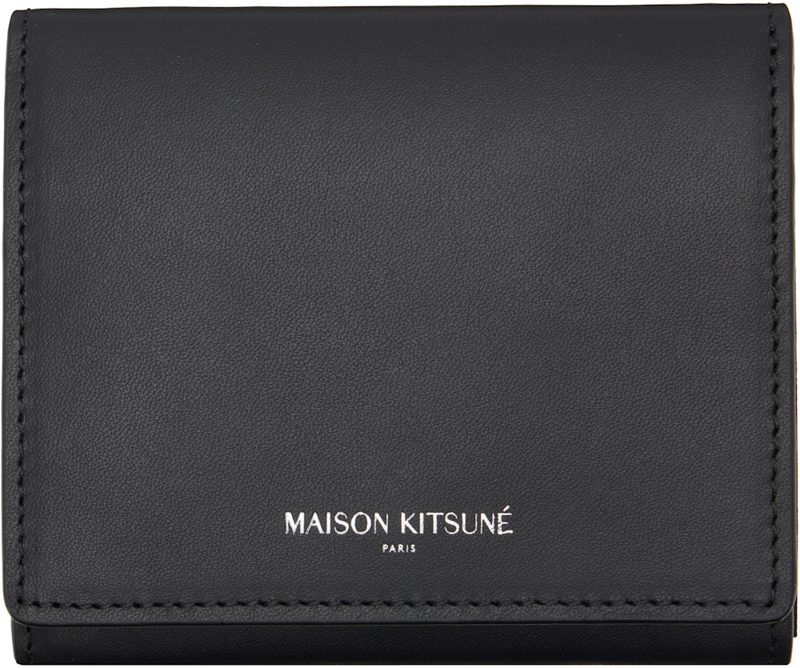 Black Maison Kitsune Paris Trifold Wallet 261389M164000