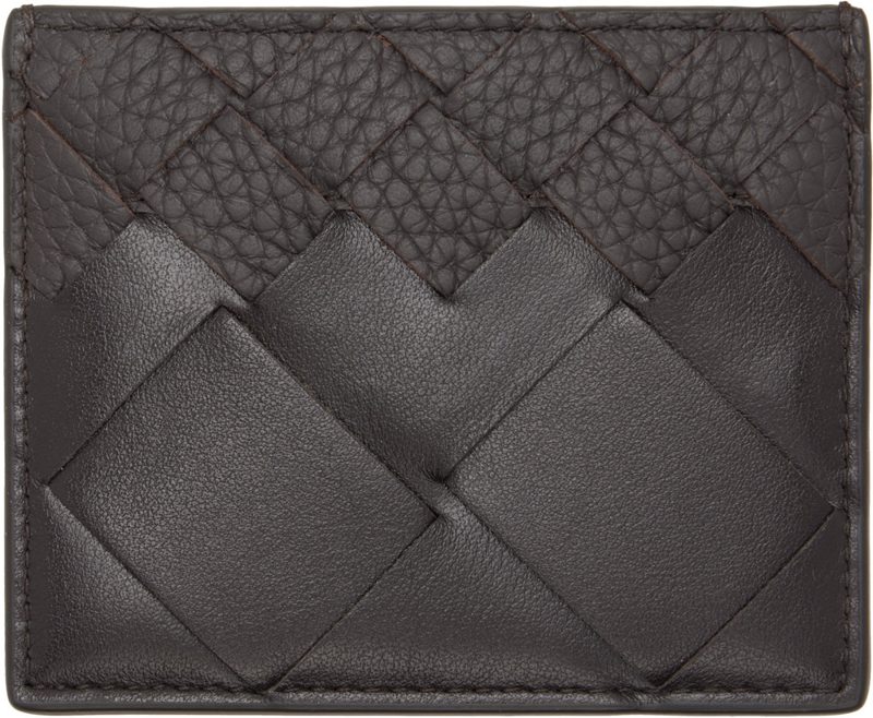 Brown Intrecciato Credit Card Holder 252798M163009