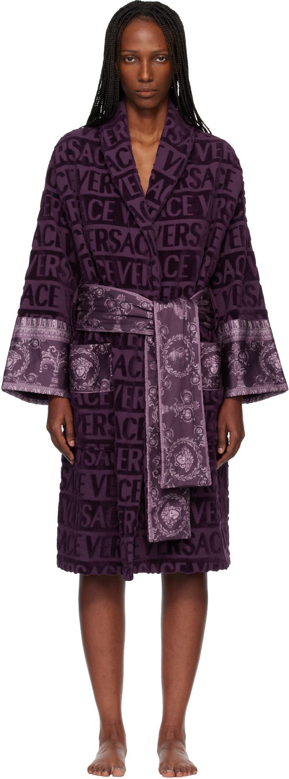 Purple I Heart Baroque Bathrobe 261404F077020